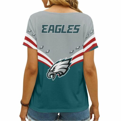 Philadelphia Eagles Personalized V-neck Women T-shirt