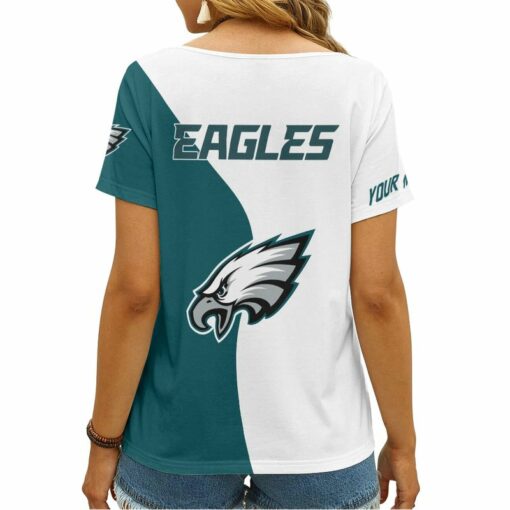 Philadelphia Eagles Personalized V-neck Women T-shirt