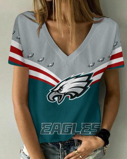 Philadelphia Eagles Personalized V-neck Women T-shirt