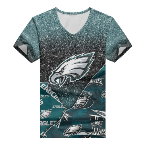 Philadelphia Eagles Personalized V-neck Women T-shirt AGC15