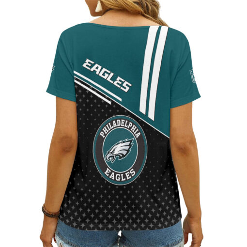 Philadelphia Eagles Personalized V-neck Women T-shirt AGC38