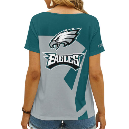 Philadelphia Eagles Personalized V-neck Women T-shirt AGC47