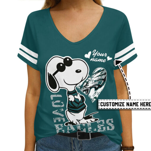 Philadelphia Eagles Personalized V-neck Women T-shirt AGC52