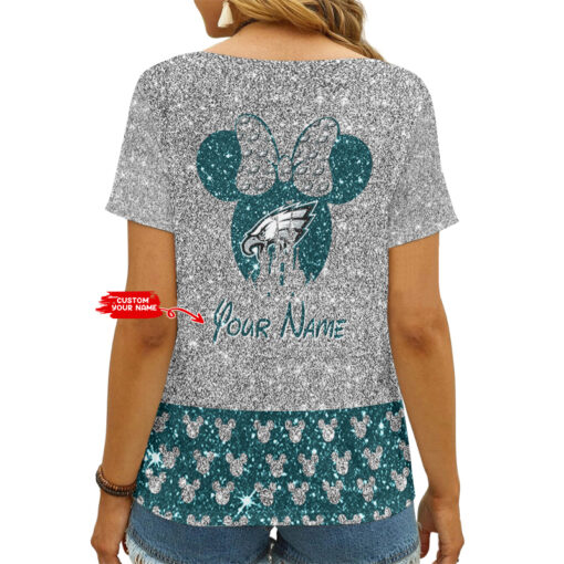 Philadelphia Eagles Personalized V-neck Women T-shirt AGC56