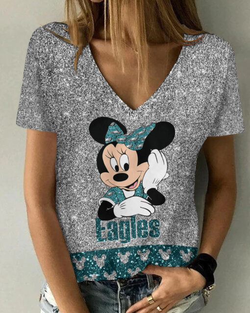 Philadelphia Eagles Personalized V-neck Women T-shirt AGC56