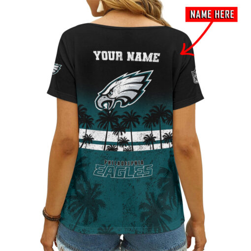 Philadelphia Eagles Personalized V-neck Women T-shirt AGC70