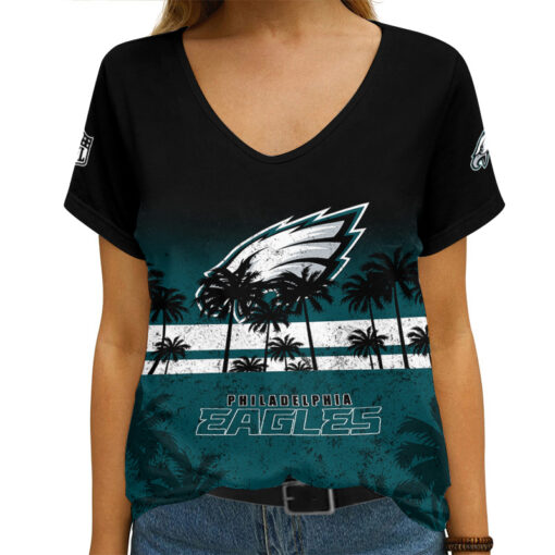 Philadelphia Eagles Personalized V-neck Women T-shirt AGC70