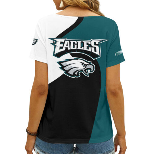 Philadelphia Eagles Personalized V-neck Women T-shirt AGC78