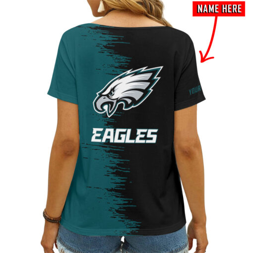 Philadelphia Eagles Personalized V-neck Women T-shirt AGCWTS119