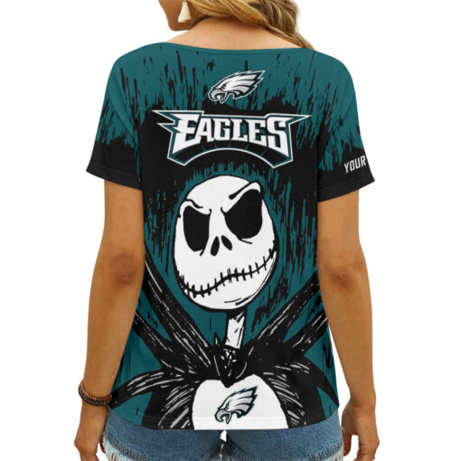 Philadelphia Eagles Personalized V-neck Women T-shirt AGCWTS122