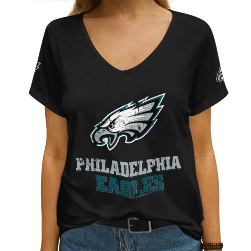 Philadelphia Eagles Personalized V-neck Women T-shirt AGCWTS125