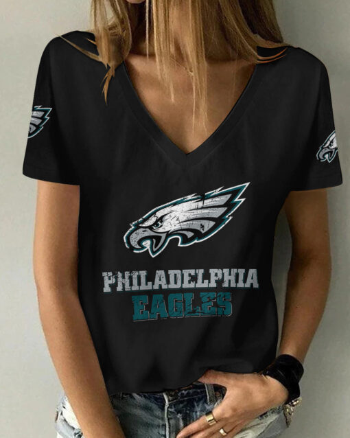 Philadelphia Eagles Personalized V-neck Women T-shirt AGCWTS125