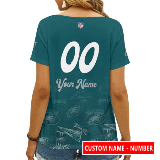 Philadelphia Eagles Personalized V-neck Women T-shirt AGCWTS139