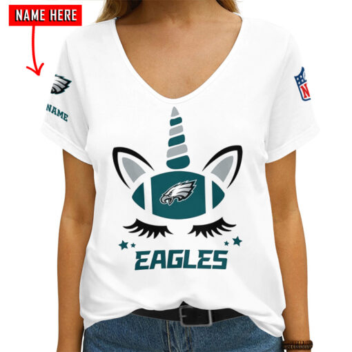 Philadelphia Eagles Personalized V-neck Women T-shirt AGCWTS230