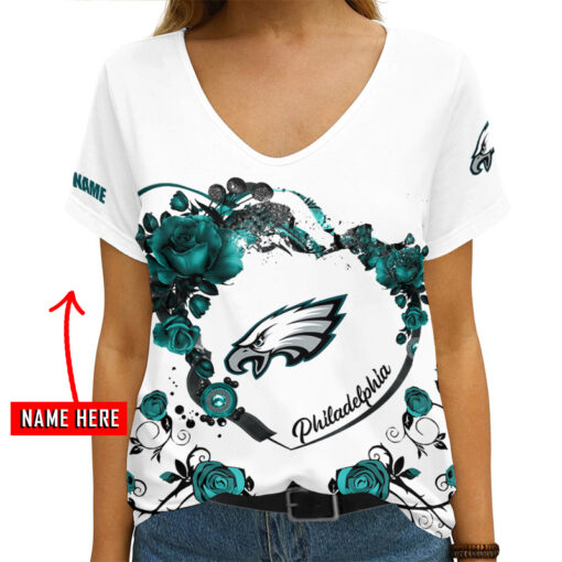 Philadelphia Eagles Personalized V-neck Women T-shirt AGCWTS234