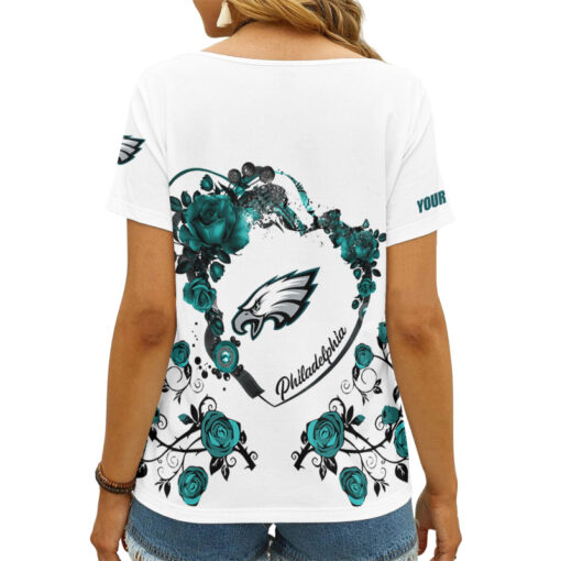 Philadelphia Eagles Personalized V-neck Women T-shirt AGCWTS234