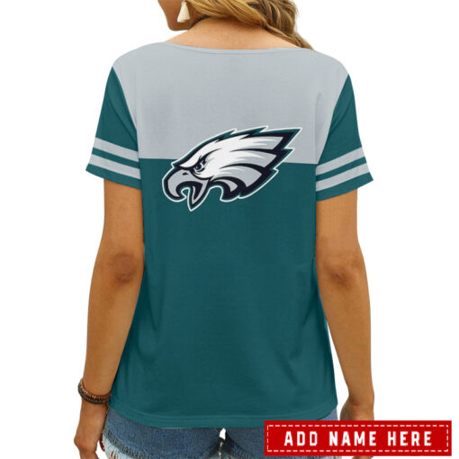 Philadelphia Eagles Personalized V-neck Women T-shirt AGCWTS254