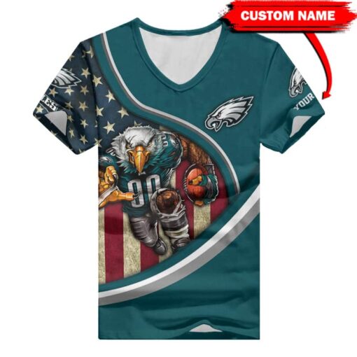 Philadelphia Eagles Personalized V-neck Women T-shirt BG582