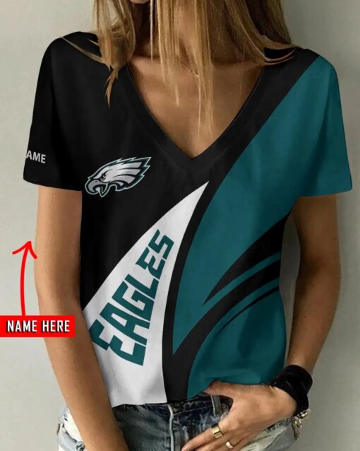 Philadelphia Eagles Personalized V-neck Women T-shirt BG656