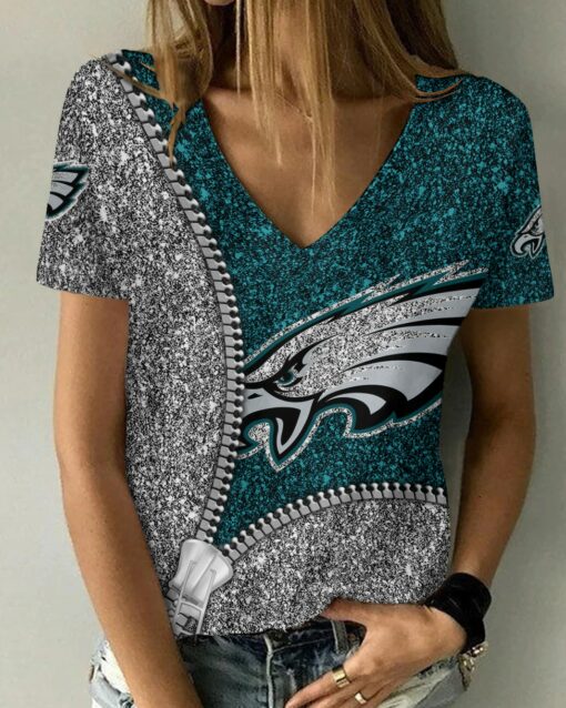 Philadelphia Eagles Personalized V-neck Women T-shirt BG679