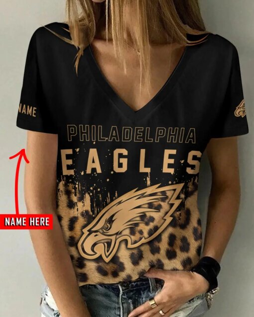 Philadelphia Eagles Personalized V-neck Women T-shirt BG847