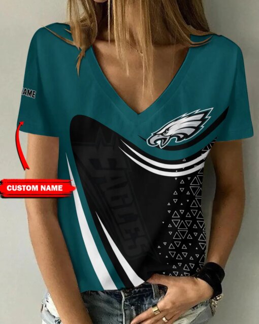 Philadelphia Eagles Personalized V-neck Women T-shirt BG994