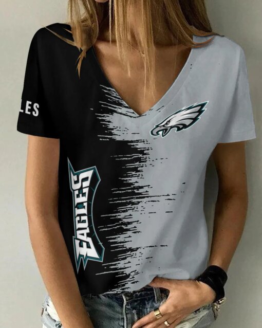 Philadelphia Eagles Summer V-neck Women T-shirt BG07