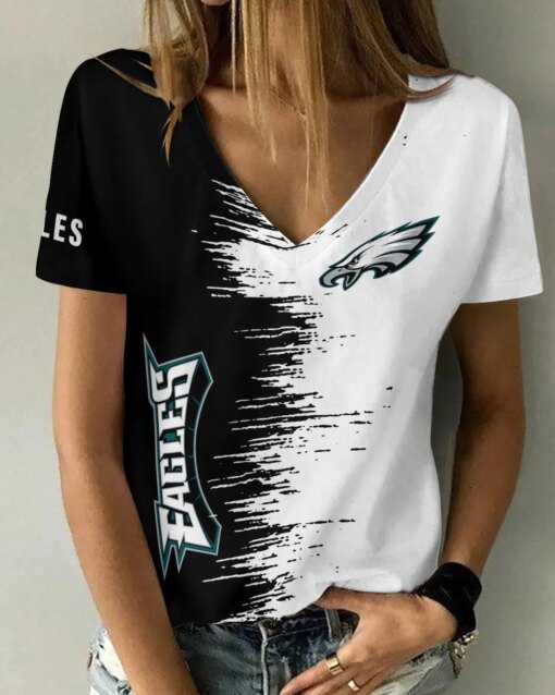 Philadelphia Eagles Summer V-neck Women T-shirt BG07