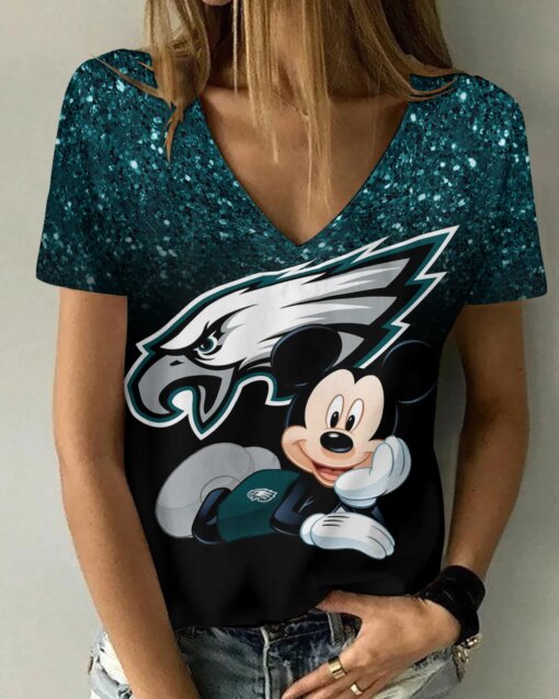 Philadelphia Eagles Summer V-neck Women T-shirt BG226