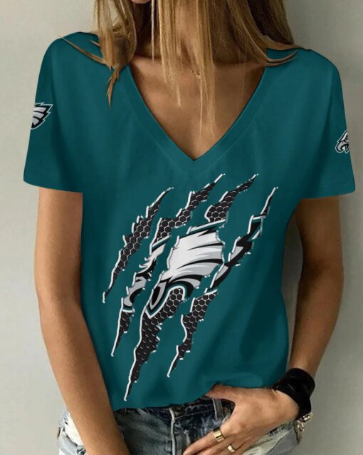 Philadelphia Eagles Summer V-neck Women T-shirt BG233