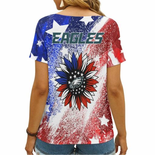 Philadelphia Eagles V-neck Women T-shirt