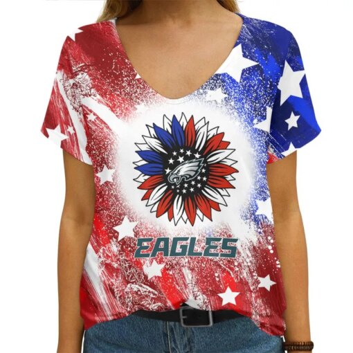 Philadelphia Eagles V-neck Women T-shirt