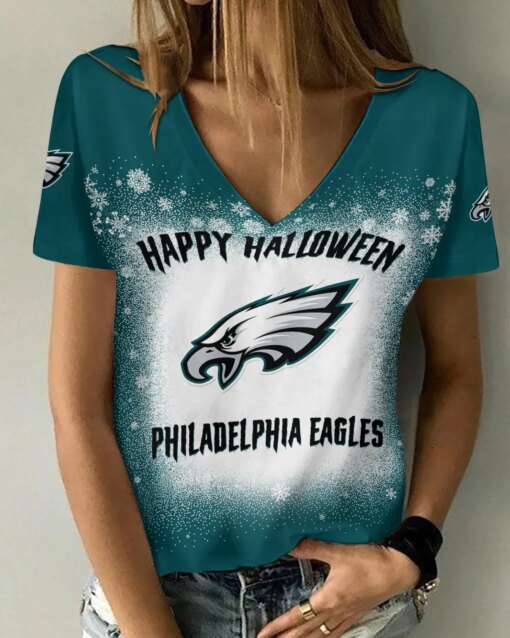 Philadelphia Eagles V-neck Women T-shirt AGCWTS176