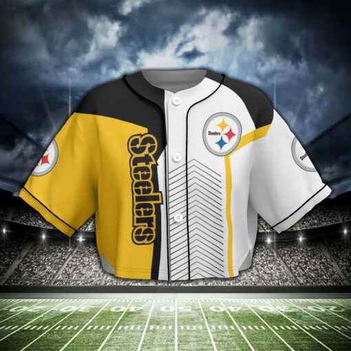 Pittsburgh Steelers Crop Top Baseball Jersey 6