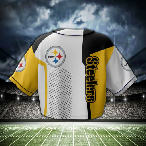 Pittsburgh Steelers Crop Top Baseball Jersey 6