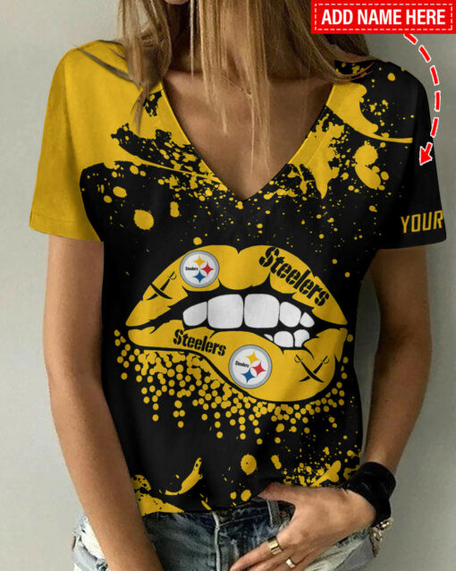 Pittsburgh Steelers Personalized Summer V-neck Women T-shirt BG250