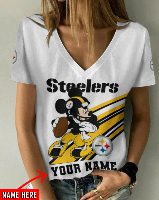 Pittsburgh Steelers Personalized Summer V-neck Women T-shirt BG367