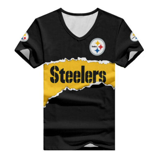 Pittsburgh Steelers Personalized Summer V-neck Women T-shirt BG377