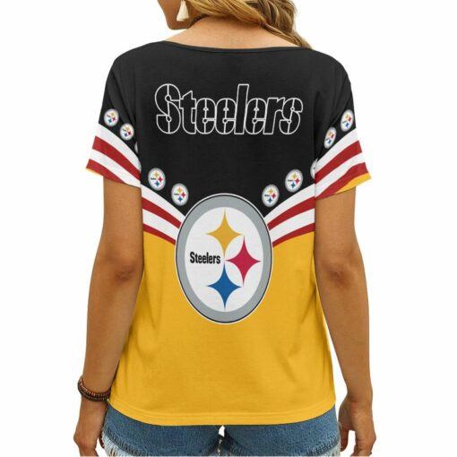 Pittsburgh Steelers Personalized V-neck Women T-shirt