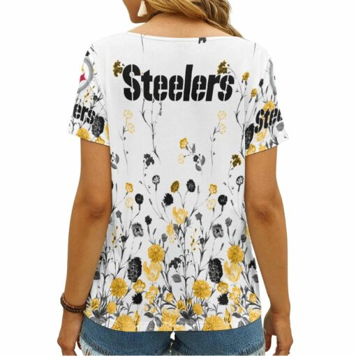 Pittsburgh Steelers Personalized V-neck Women T-shirt