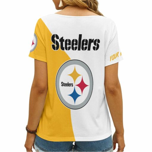 Pittsburgh Steelers Personalized V-neck Women T-shirt