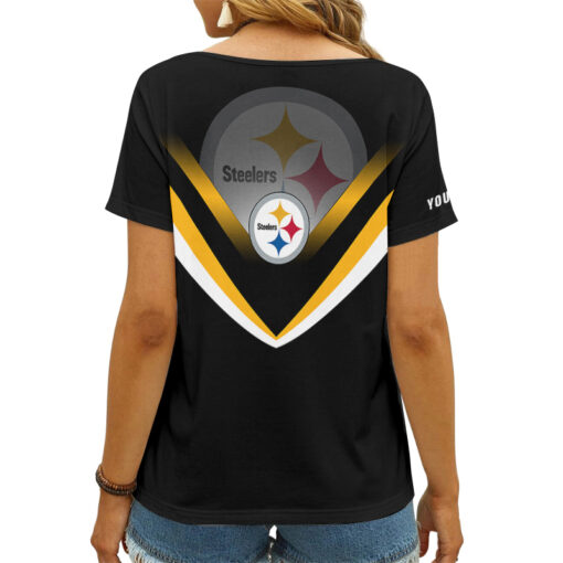 Pittsburgh Steelers Personalized V-neck Women T-shirt AGC90