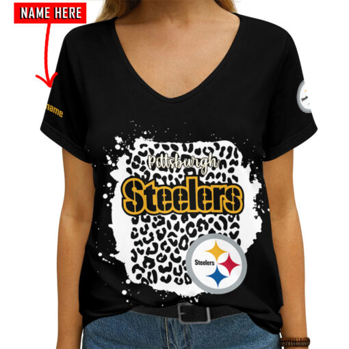 Pittsburgh Steelers Personalized V-neck Women T-shirt AGCWTS213