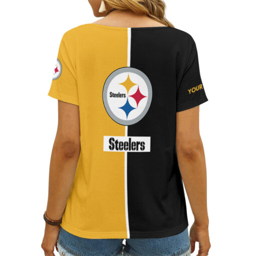 Pittsburgh Steelers Personalized V-neck Women T-shirt AGCWTS220