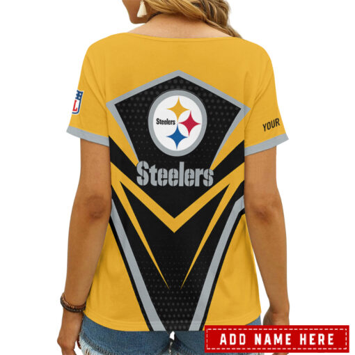 Pittsburgh Steelers Personalized V-neck Women T-shirt AGCWTS281