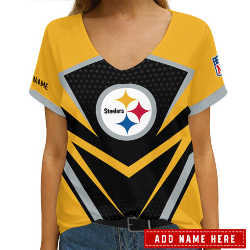 Pittsburgh Steelers Personalized V-neck Women T-shirt AGCWTS281