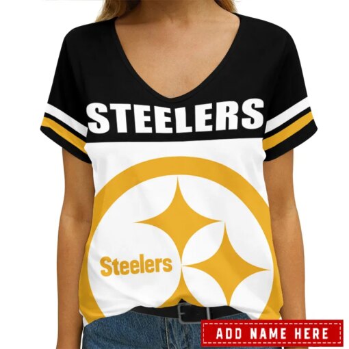 Pittsburgh Steelers Personalized V-neck Women T-shirt AGCWTS301