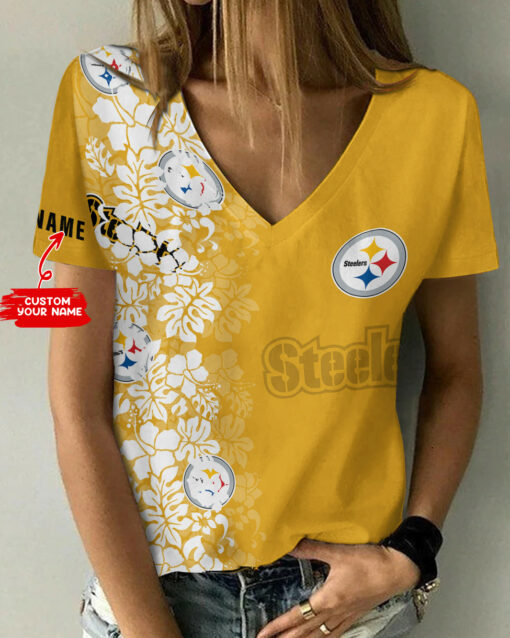 Pittsburgh Steelers Personalized V-neck Women T-shirt BG472