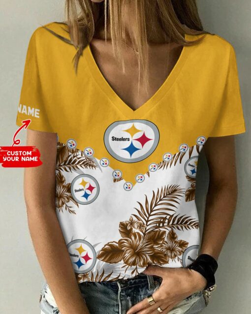 Pittsburgh Steelers Personalized V-neck Women T-shirt BG608