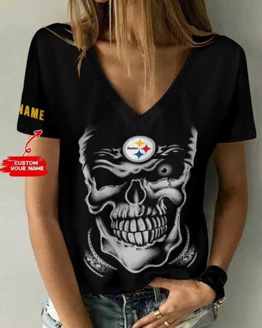 Pittsburgh Steelers Personalized V-neck Women T-shirt BG785